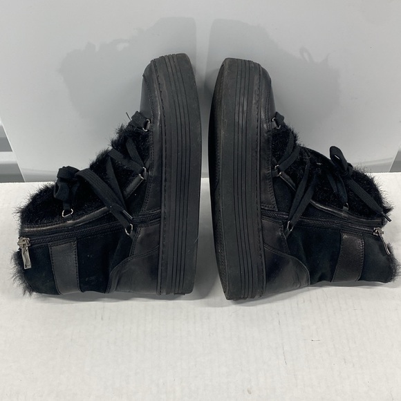 A&M Italy Black leather suede & fur platform boots handcrafted CGUC Size 38 - Picture 4 of 12